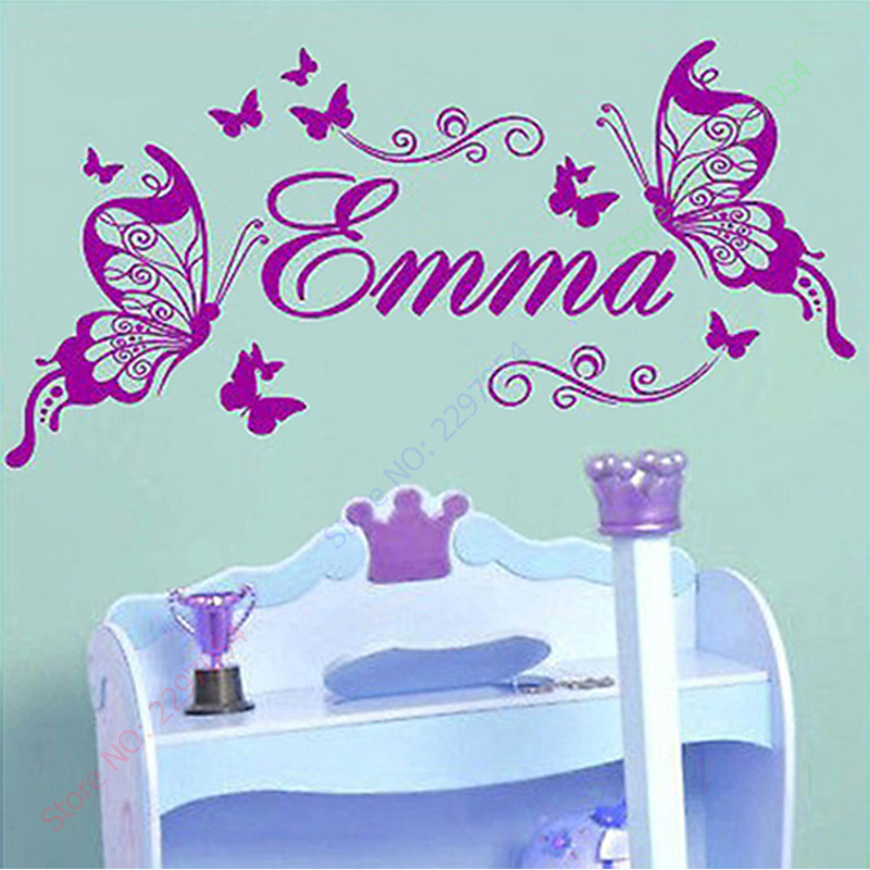 Baby Nursery Decor Girl - Yeni kelebekler kişiselleştirilmiş adı vinil kelebek