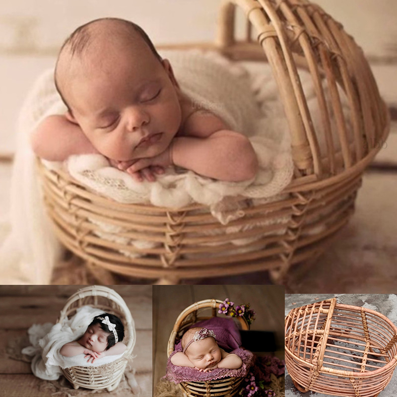 Baby Nursery Boy - Yenidoğan Fotoğraf Sahne Rattan Yuvarlak Konteyner
