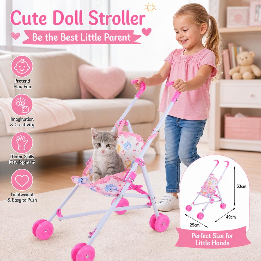 Baby Nursery Trolley - Bebek Arabası Pembe Bebek Arabası Etkileşimli